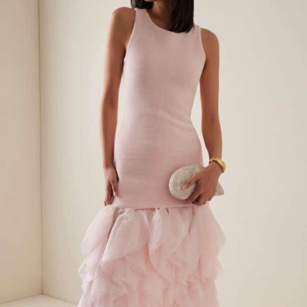 NWT AJE ELATIONS RUFFLED KNITTED MAXI DRESS